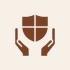Hands holding a shield icon, protection concept.