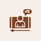 Online math tutoring icon with person silhouette.